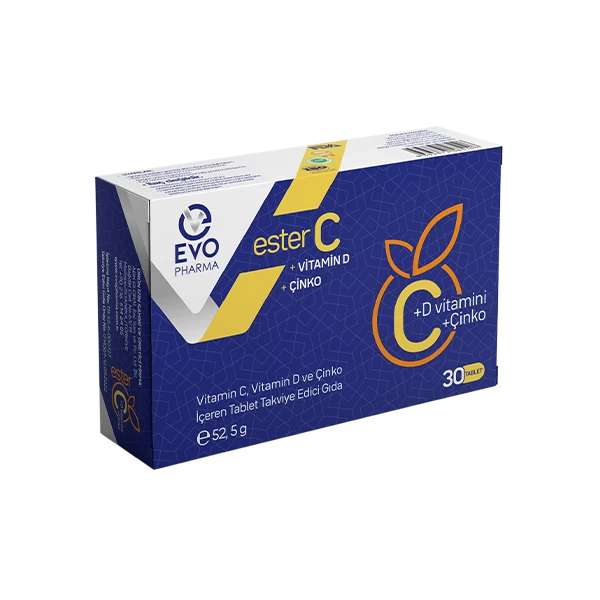 Evopharma Vitamin C, Vitamin D ve Çinko İçeren Tablet Takviye Edici Gıda