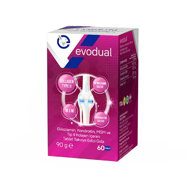 Evodual Glikozamin, Kondroitin, MSM ve Tip 2 Kollajen İçeren Tablet Takviye Edici Gıda