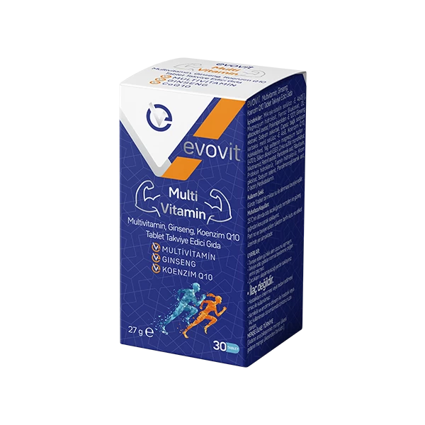 Evovit Multivitamin, Ginseng, Koenzim Q10 Tablet Takviye Edici Gıda